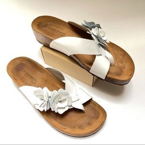 A. Giannetti Sandal with White Floral Design
